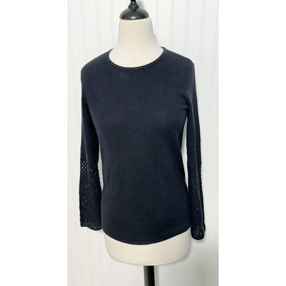 Neiman Marcus Womens Cashmere Long Sleeve Pullover Sweater Black Size Medium NWT - Picture 1 of 10